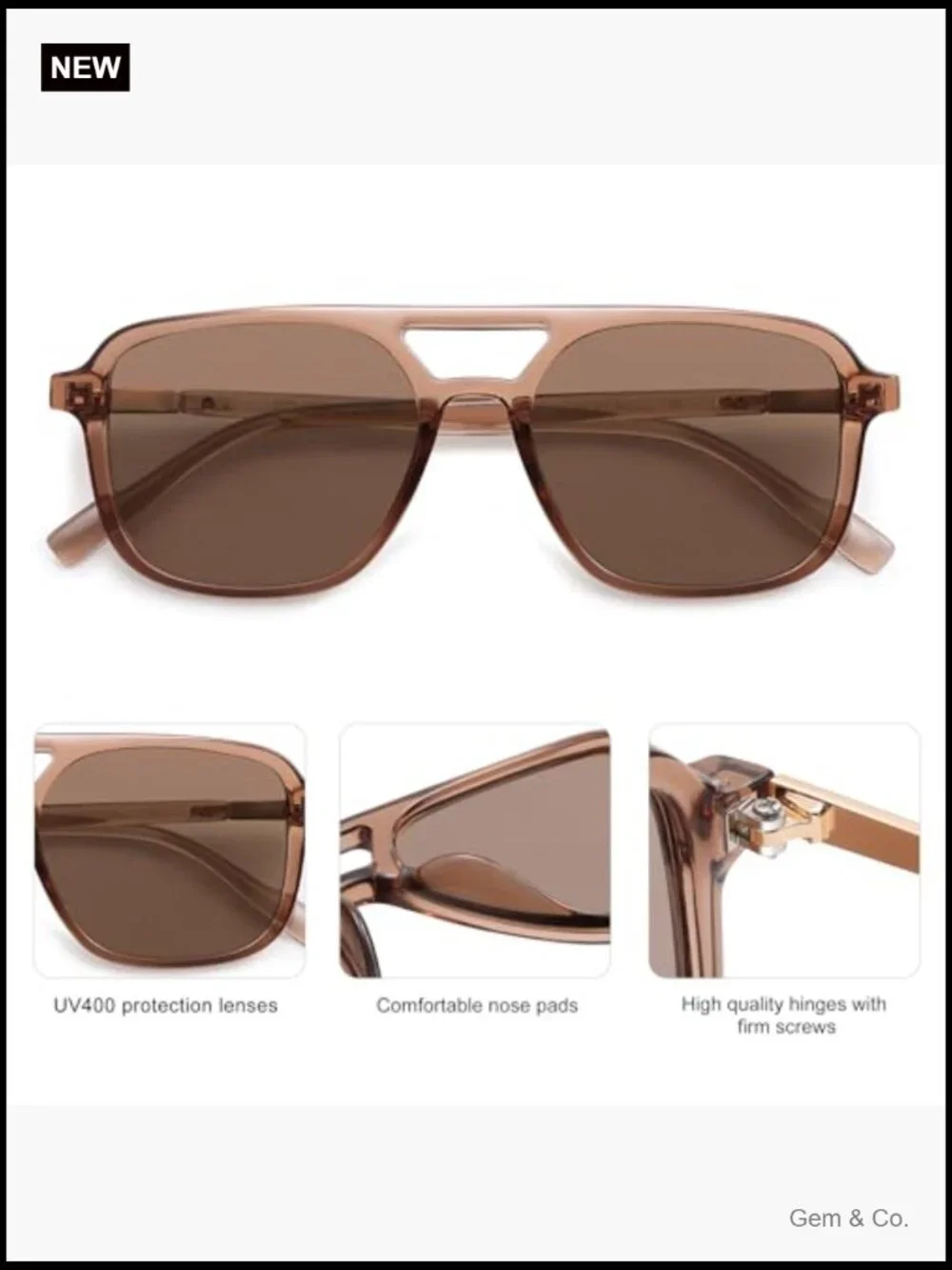 Retro Aviator Sunglasses Women Men Rectangle Shades UV400